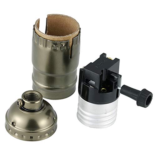 E26 Vintage Light Socket,Standard Medium Screw-In Lamp Socket Holder For Edison Bulbs-4 Pack Vintage Bronze With Turn Knob #TOP3