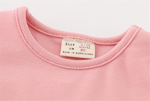 Csbks Toddler Baby Girls Long Sleeve Cotton Dress Solid Ruffle Tops 3T Pink #TOP3