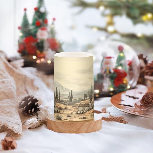 Image of Cactus Zone Flameless Candles, Flameless Candles with Remote Set of 2, Flameless Candles Battery Operated, Pillar Candles Home Decoration, Christmas, Party