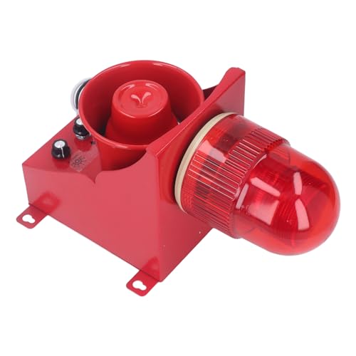MasYosh Alarma de Sirena Industrial, Bocina Alta de 130 DB con Sonido de Sonido Ajustable y Luz Estroboscópica LED, Impermeable IP65 para Sitios de Construcción (EU Enchufe 220V)