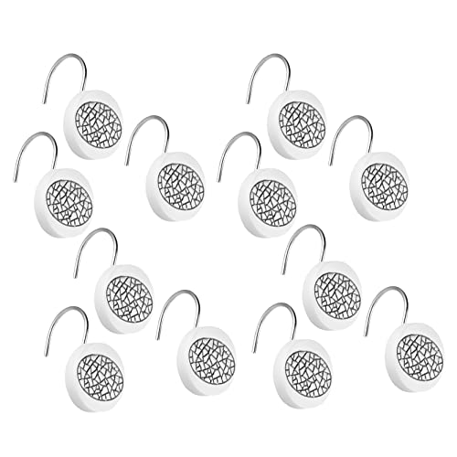 Rideau de douche blanc occultant Sinatra Zahari Home kit complet avec crochets