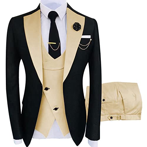 Roupa de festa palco masculino terno padrinhos ajuste regular smoking conjunto de 3 peças + calça +