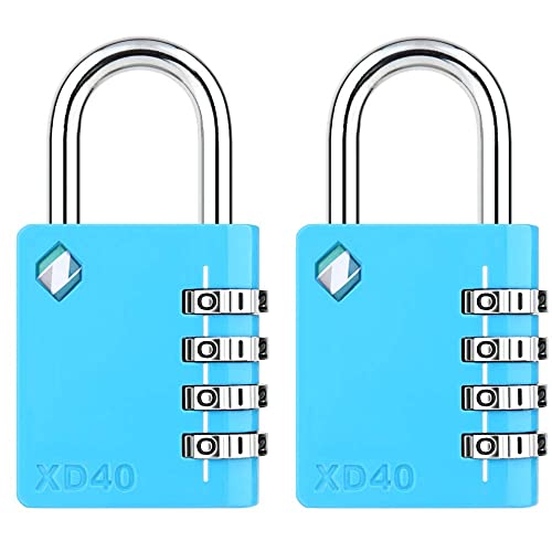 Image of XD40 Combination Lock, 4 Digit Padlock for School Gym Sports Locker, Fence, Toolbox, Case, Hasp Storage (2-Pack, Blue)