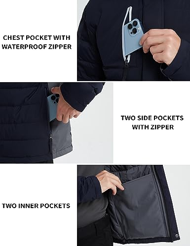 Image of Lesmart Men Down Jacket Puffer Winter Jacket with Hooded Packable Lightweight Windproof Insulated Warm Coat