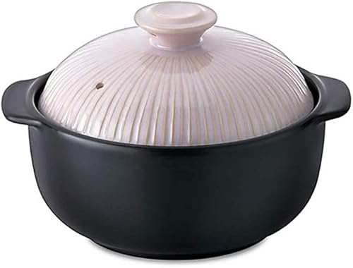 Kitchen Flower Lucia - Olla caliente de porcelana de cerámica natural esmaltada beige y rosa 473fl oz