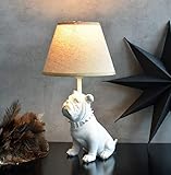 Mops Tischlampe Bulldogge Bulli Leuchte Weiss Tischleuchte Hund Landhaus Lampe cw073 Palazzo Exklusiv