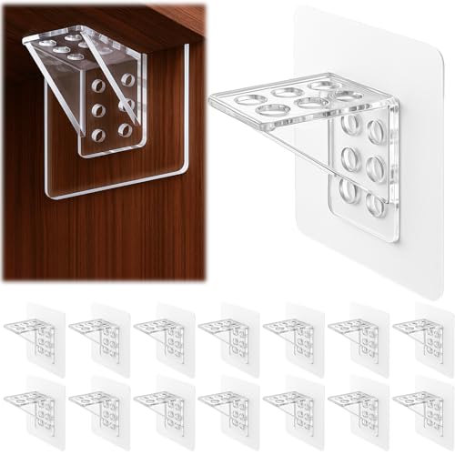 Richunie 15 Piezas Soportes para Estantes,Soporte Baldas,Colgar Estanterias sin Agujeros,Escuadras Estanterias,Soporte Baldas Pared,Escuadra Estanteria