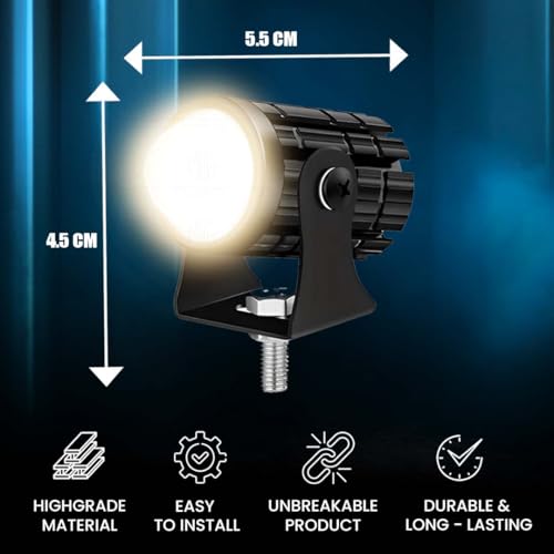 Image of 18W LED Projector Fog Light for Motorcycle | Dual Color Yellow & White | Headlight Spotlight with Lens | Universal Fit Motorbike Lighting System