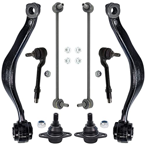 Image of Detroit Axle - 8PC Front Lower Forward Control Arms w /Ball Joints, Front Sway Bars and Outer Tie Rods Replacement for 2000 2001 2002 2003 BMW X5