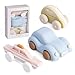 Moonkie Food Grade Silicone Toy Cars for Toddlers 1-3, Push and Go Baby Car Toys 6-12 Months+, One-Piece Design Infant Toys, Birthday Gifts for 1 Year Old Boy Girl, Easy to Clean & Grasp, 3 Pack