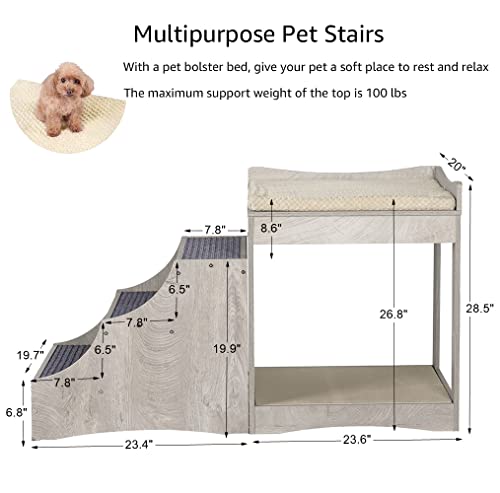 Unipaws Pet Bunk Bed With Removable Step For Dogs And Cats, Multi-Level Bed Window Perch Seat Platform With Cushion And Cat Scratch Pad, Indoor Use #TOP4