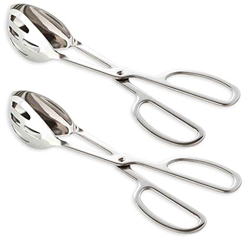Stainless Steel Buffet Tongs Upgrade Buffet Party Catering Serving Tongs Thickening Food Serving Tongs Salad Tongs Bread Tongs Cake Tongs Kitchen Tongs 2Packs