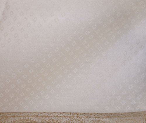 Large Silk Wool Jamavar Shawl White-on-White & Gold Reversible Paisely Pashmina2