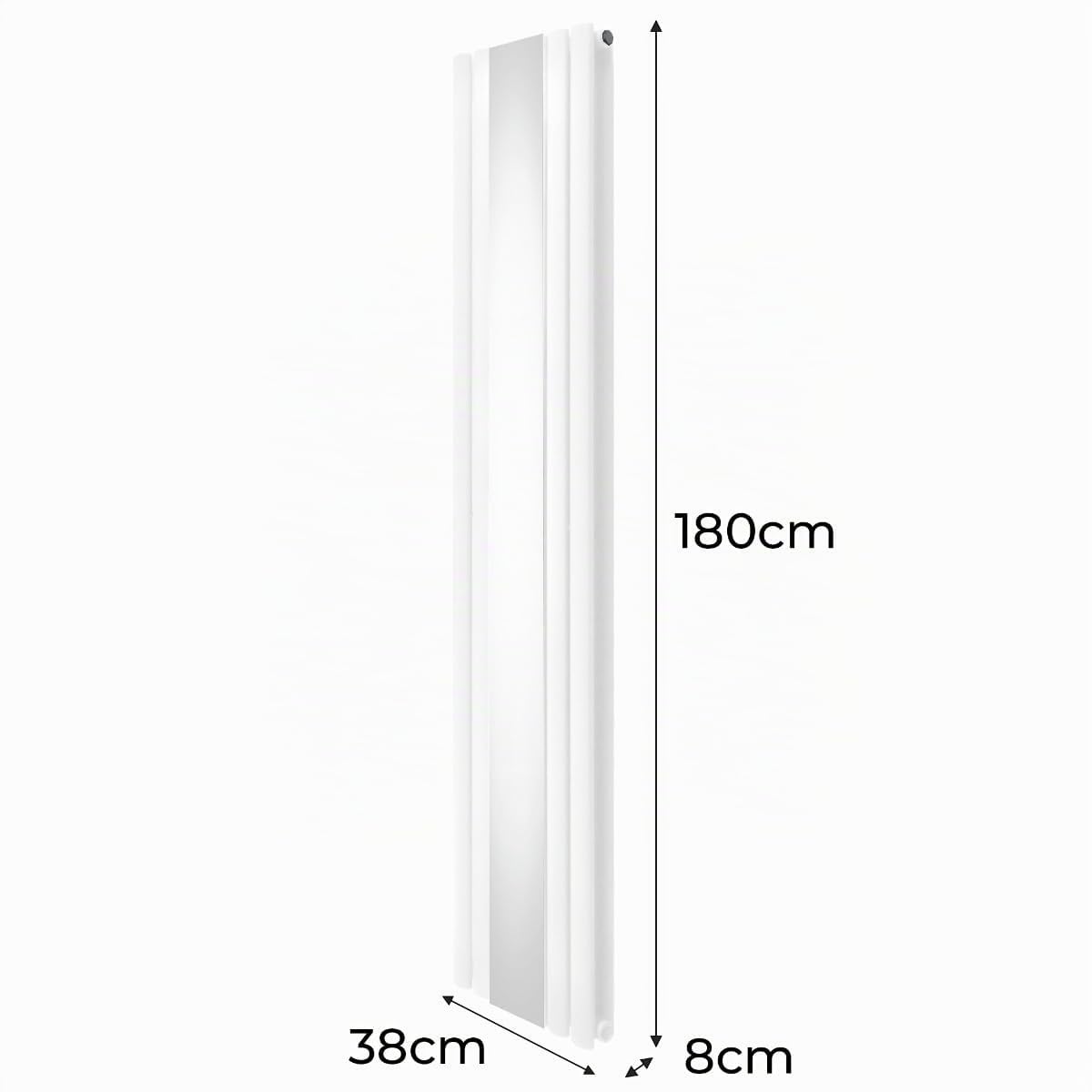 Radiador de Columna Ovalada con Espejo| 1800 mm x 380 mm | Blanco | Acero Premium | Cepillo de Limpieza y Kit de Fijación GRATIS | Calefactor, Estufa, calefacción Central Radiador de Pared