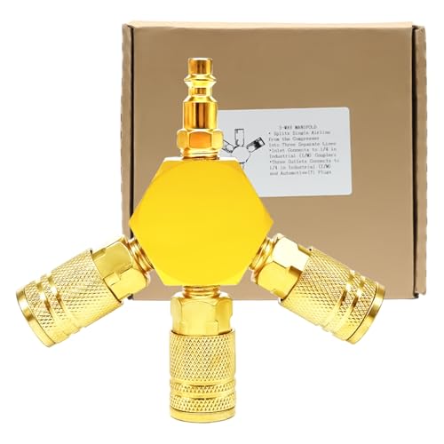 zDwfDc 3 Way Hose Splitter 1/4' Air Hose Fittings Air Compressor Attachments Air Hose Quick Connect...