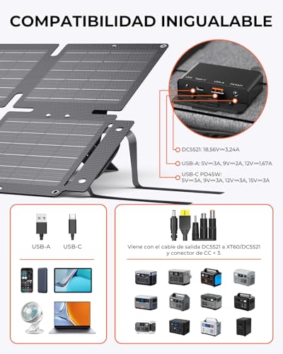 Panel Solar 60W BigBlue plegable para cargar baterías y celular en acampadas al aire libre 4