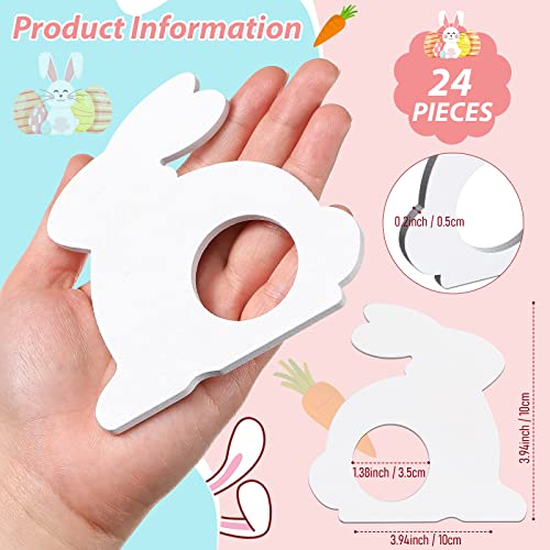 24 Pcs Easter Bunny Ears Napkin Rings Decorative Napkin Ring Holder Wood Ear Serviette Rings For Spring Summer Parties Wedding Baby Shower (Novel) #TOP2