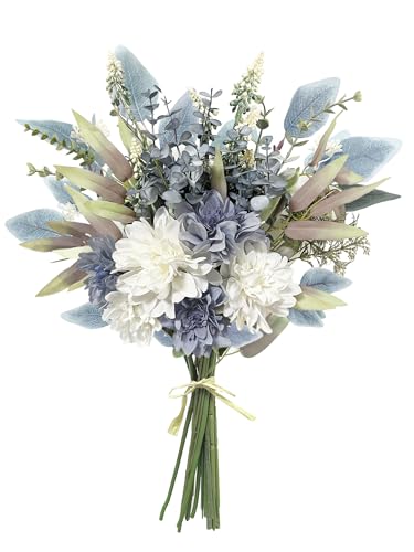 Aoztio Artificial Flowers for Decoration, Blue and White Sil