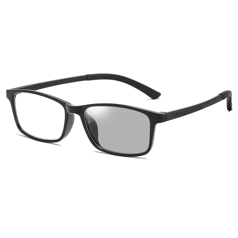 [FEISEDY] 老眼鏡 メンズ おしゃれ ブルーライトカット 調光レンズ 調光サングラス老眼付き リーディンググラス 単焦点 超軽量 スクエア TR90 滑り止めテンプル ブラックテンプル 2.0 B1384