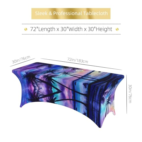 Nappe de table extensible lavable en spandex 1,8 m imprimé palmier
