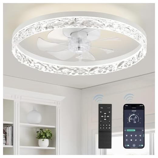LEDIARY 20" Modern Ceiling Fans with Lights and Remote, White Fandelier