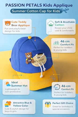 Image of PASSION PETALS Summer Dino Rockstar Baseball Cap for Kids Boys and Girls 2-4Years