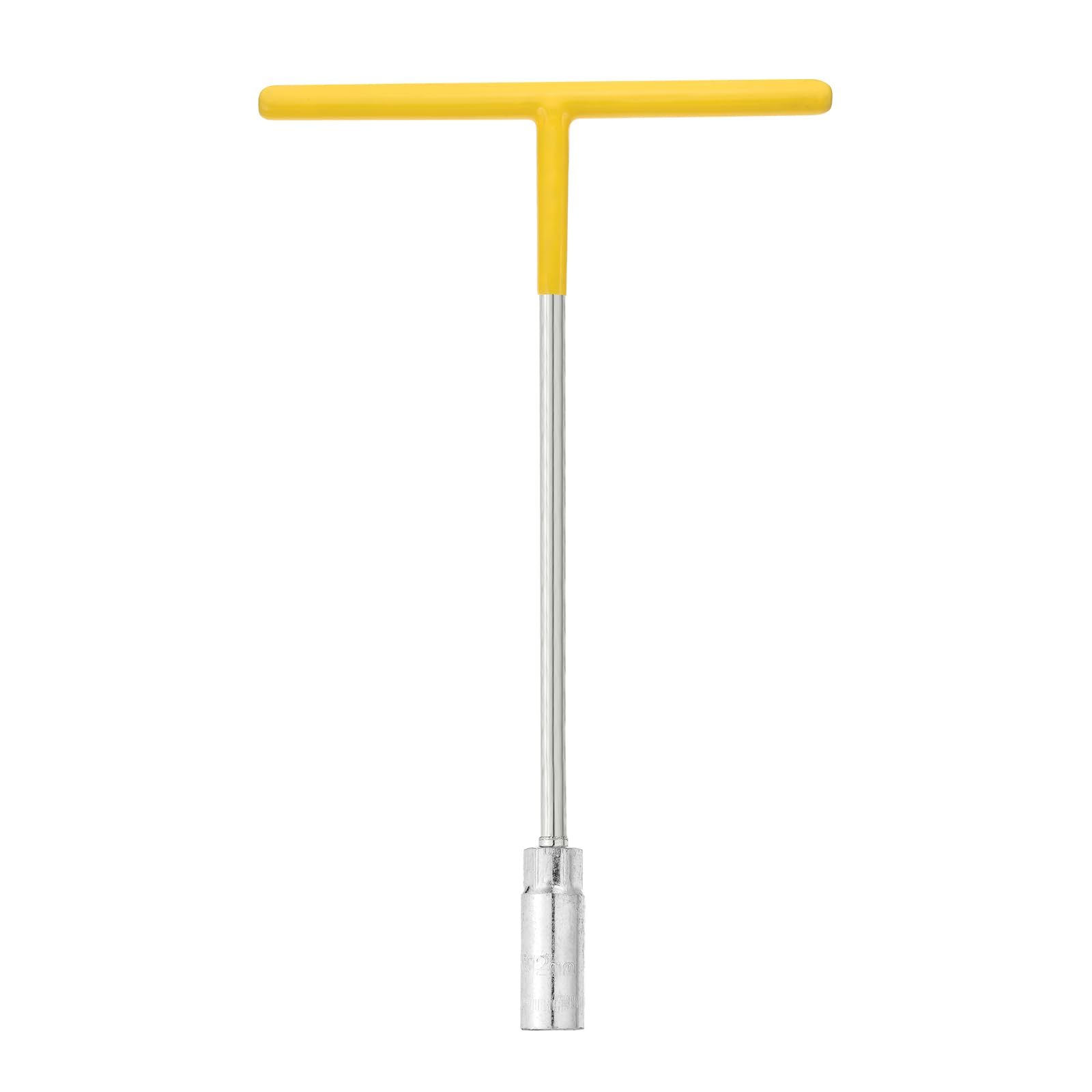 sourcing map T-Handle Wrench Socket 12mm 6-Point Metric Socket with Long Reach Chrome Vanadium Steel for Motorcycle Bicycle Car Repair, Silver-Yellow