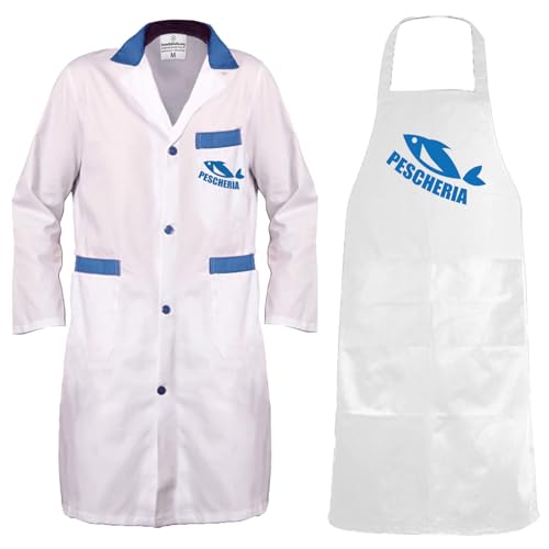macellerie fratelliditalia.org Kit Divisa Uomo supermercato Camice e grembiule Ideale per salumerie laboratori macellerie made in italy Colore blu Taglia XL