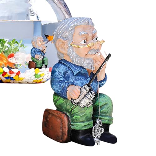 Pescatori divertenti come decorazione da giardino - Figura da per l'esterno, decorazione per terrazza e soggiorno | Resina sintetica a mano mano, a prova di, perfetta per lo stagno da giar