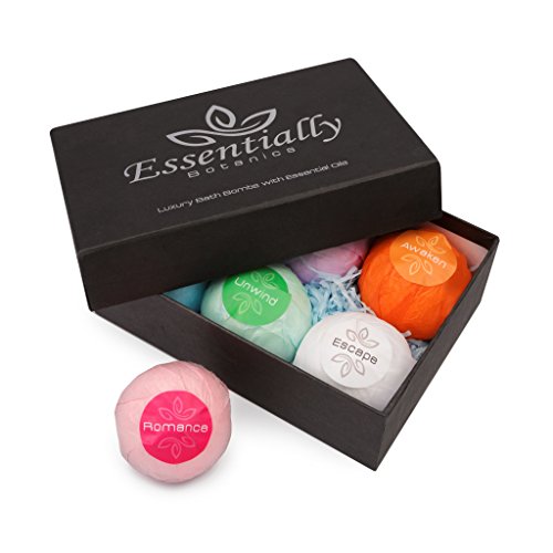 Relax Recover Bomb Set for Women Kids Toddlers - 100% Natural - 6 Large Organic Vegan with Essential Oils Luxury Gift Pack or Home Spa Blue Lavender Pink Rose White Jasmine in one Beautiful Box