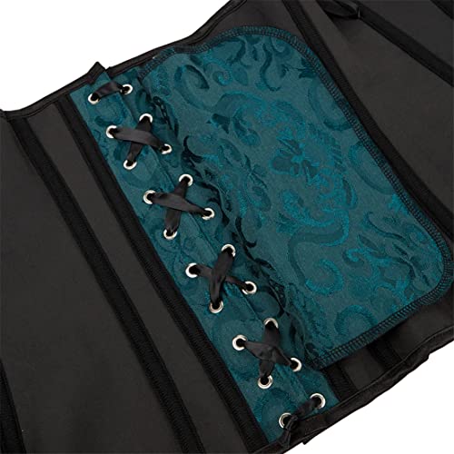 Frawirshau Corset Tops For Women Overbust Corset Renaissance Bodice Floral Bustier Top Dark Green M #TOP5
