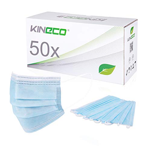 Preisvergleich Produktbild 50 Stück Kineco Mundschutz, Einwegmaske 3-lagig mit Gummizug