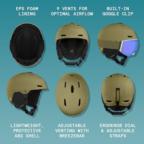 Image of Retrospec Zephyr Ski Helmet - Snowboard Helmet for Adults & Youth with Adjustable Fit, 9 Breathable Vents, Removable Washable Earmuffs - Snow Sports Helmet for Men & Women