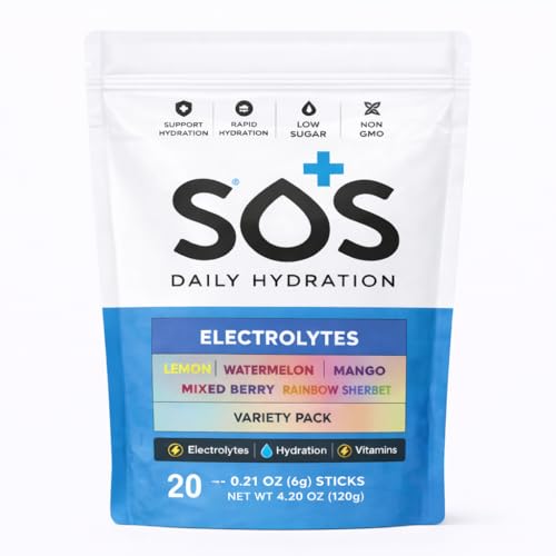 SOS Hydration Electrolyte Powder Sticks | Low Sugar Rapid Hydration | Keto Friendly (20 Servings Variety