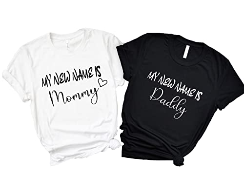 Customizable My New Name Is Mommy & Daddy Shirt, Personalized Mom Shirt for Mothers Day, Birthday Gifts for Dad, Christmas, Baby Shower Gifts for Dad and Mom