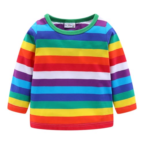Image of Mud Kingdom Boys Girls T-Shirts Rainbow Stripe Cotton Unisex Top