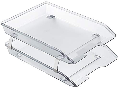 Acrimet Bandeja Portadocumentos 2 Niveles para Cartas Frontal (Color Cristal Transparente)