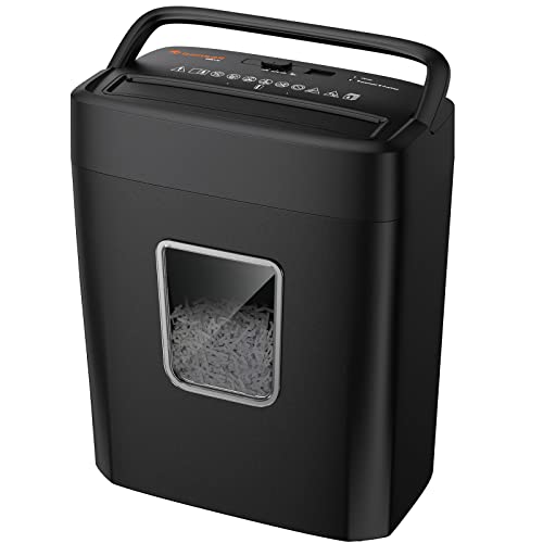Bonsaii Paper Shredder for Home Use, 8-Sheet Crosscut Shredder Shred Credit Cards/Mail/Staples/Clips for Home Office, Portable Handle Design Document Shredder with 4.2 Gallon Wastebasket (C261-C)
