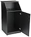 Displays2go Commercial Trash Bin with Black Finish, MDF Construction, Melamine Finish, Circular Cutout - Hinged Door (LCKDTLCSBK)