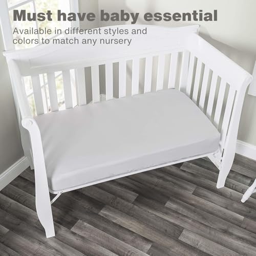 Image of Everyday Kids Fitted Crib Sheet, 100% Soft Breathable Microfiber Baby Sheet, Fits Standard Size Crib Mattress 28in x 52in, Gray Nursery Sheet