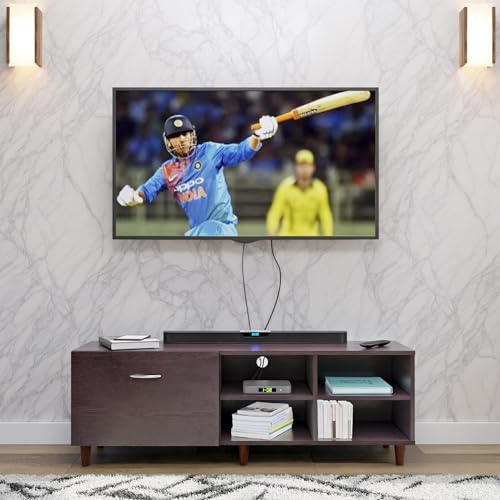 Image of VIKI Modern TV Unit for Living Room | Engineered Wood TV Cabinet with 1 Drawer Storage & 2 Open Shelves, Set Top Box Stand, Entertainment Unit, 140W x 48H x 40D cm | DIY | 1 Year Warranty (Wenge)