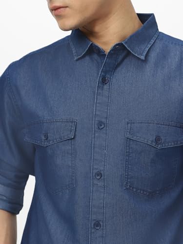 Image of Urbano Fashion Men's Full Sleeve Regular Fit Casual Denim Shirt