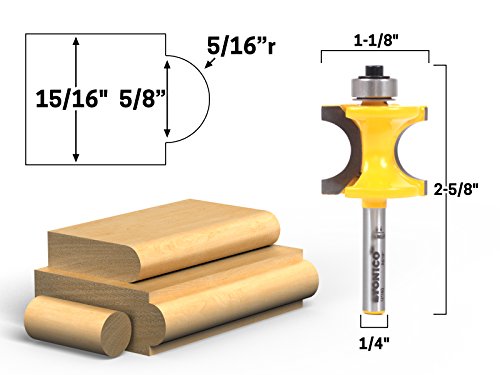 Yonico 13515Q 5 Bit Bullnose Router Bit 1/4-Inch Shank #TOP4