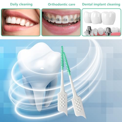 Image of Dental Floss Picks Soft Silicone interdental Brush, Braces Brush, Floss Picks for Teeth, Disposable interdental Brush, Suitable for Cleaning Teeth Health(Green, 160pcs)