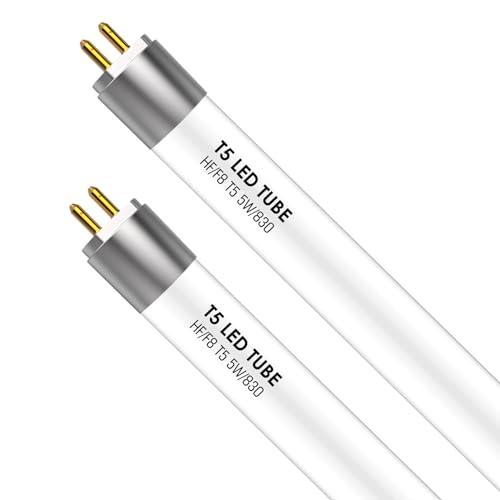 IHYCTV LED TUBE T5 SHORT 288 mm, Mini LED Röhre, 5W, 685 lm, 3000K, G5 Sockel, Nachrüstung Ersatz klassischer 8W T5 Lampen für EVG, Niederspannung, Warmweißes Licht, 2-Pack