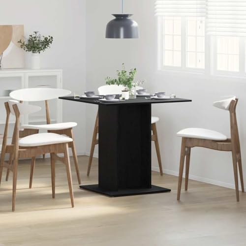 UJCHVHN Mesa de comedor de roble negro, 80 x 80 x 75 cm, mesas de madera de ingeniería para cocina y comedor