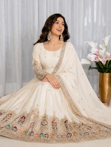Image of Omkar Textile's Georgette Anarkali Gown with Dupatta Set, Embroidered, Wedding