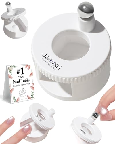 Rotating Magnet for Nail Polish Rotating Magnet Uniform Magnetic Force Rotatings Cat Eye Magnets Tool for Nails Magnetic Nail Tool Ball Uniform Magnetics Force U Shaped Cat Eye Set(White)