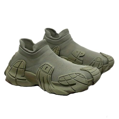 Mens Mesh Sock Sneakers Fashion Breathable Running Shoes,Lightweight Outdoor Non-Slip Air Cushion Platform Trainers Sneakers,Casual Slip On Gym Workout Athletic Comfort Shoes Footwear