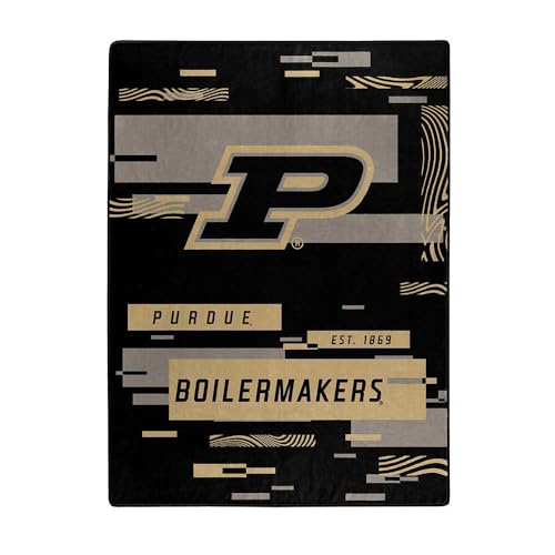 Northwest Enterprises NCAA Digitize Design Plush Raschel Thow Blanket, 60"x80" (Purdue Boilermakers)